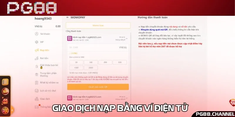 Sử dụng các ví điện tử Momo và Vietpay để gửi tiền vào nhà cái 